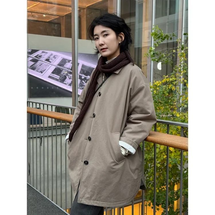 LANGQING 纯棉暖色调风衣白鹅绒外套47094#