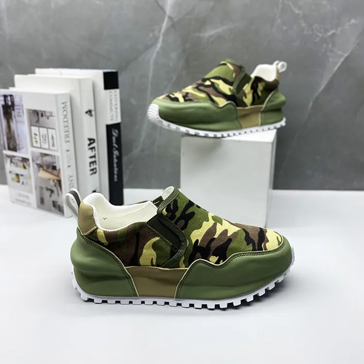 迷彩防滑耐磨厚底老爹鞋2025春季新款厚底增高透气休闲时尚运动鞋