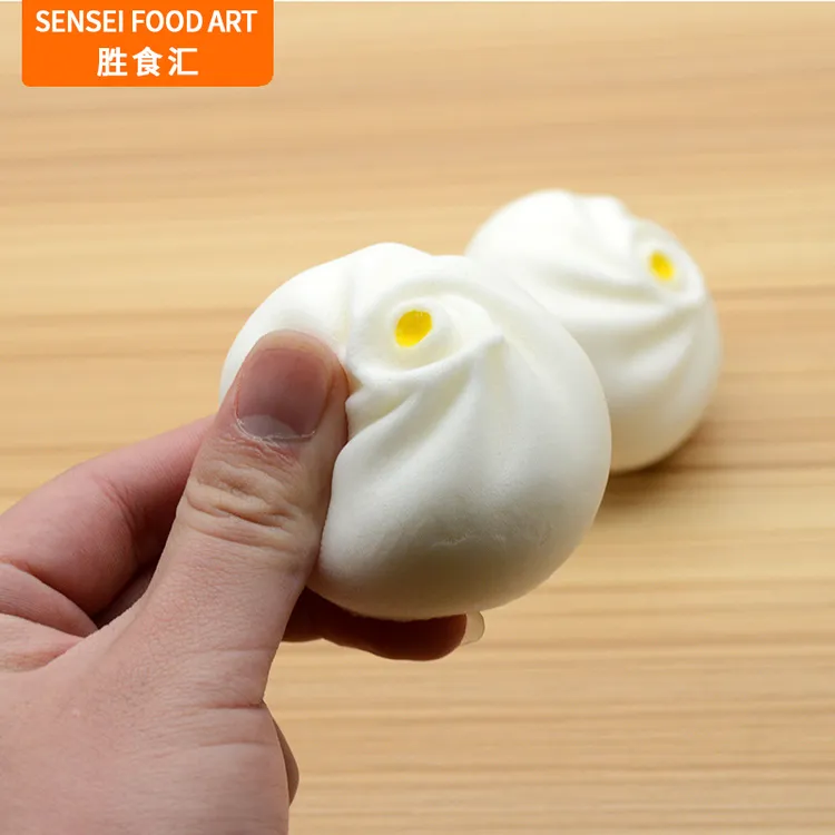 工厂慢回弹大号6cm仿真包子柔软可捏Pu仿真食品馒头玩具挂件