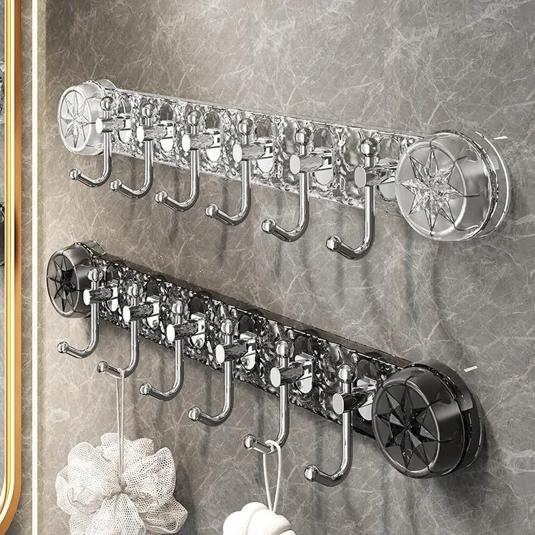 吸盘挂钩置物架壁挂式卫生间一排粘钩挂衣钩浴室毛巾架排钩免打孔