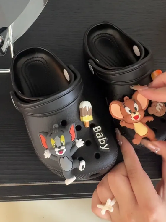 双11-亲子防滑洞洞鞋男童女童夏季外穿包头卡通儿童凉鞋防摔