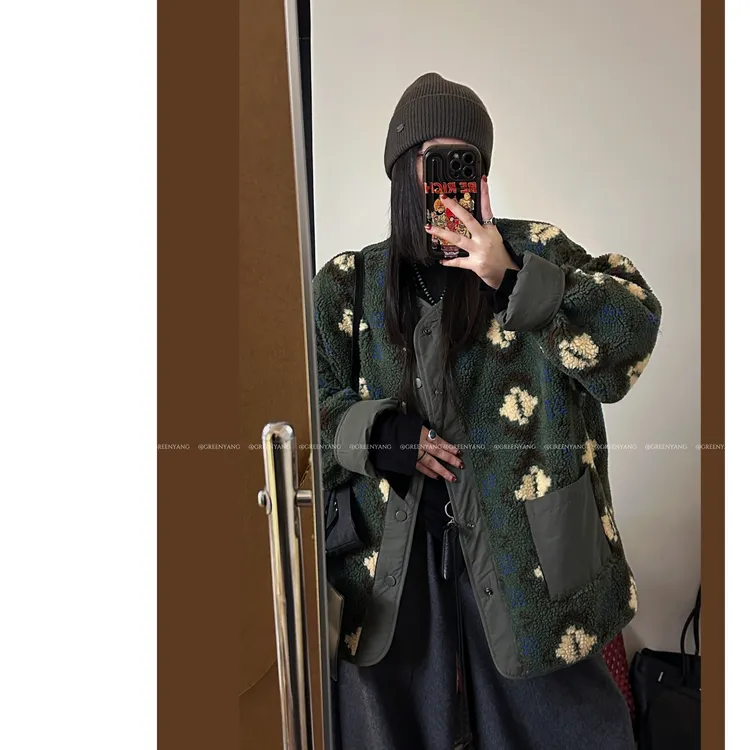 老羊家~2025新款韩版两面穿外套慵懒风女保暖秋冬休闲上衣短外套