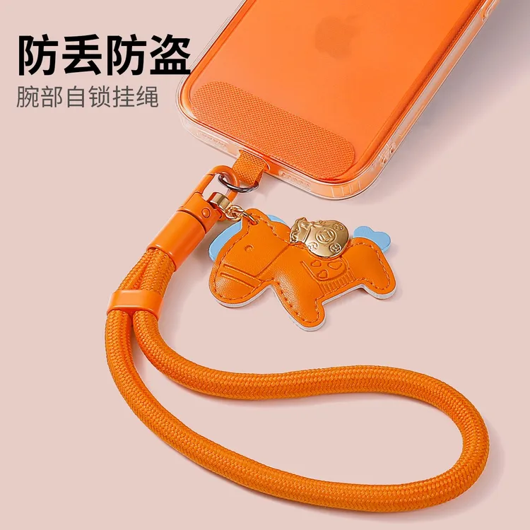 简约时尚手机挂绳可调节旋转手腕款创意小马挂件外出旅游防丢挂饰