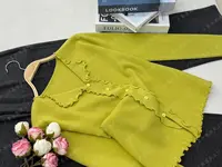 【黄绿色木耳边套头】早秋新款时尚长袖针织上衣QC5188