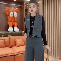 学院风休闲风极简风时尚套装阔腿裤轻奢秋冬韩版