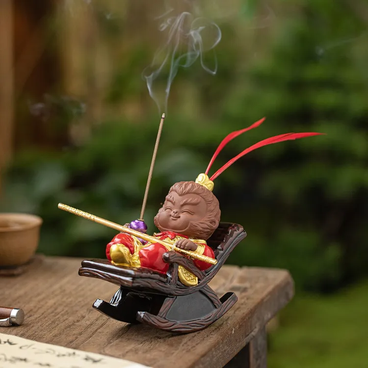 摇摇椅逍遥孙悟空线香炉香插香座齐天大圣中式香器茶室香薰炉摆件
