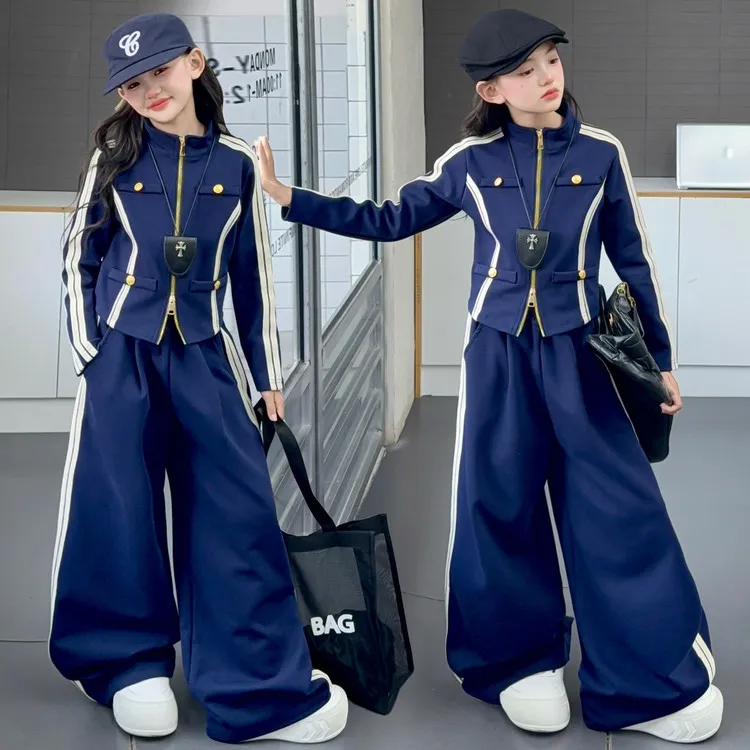 女童休闲炸街运动服套装中大童小女孩洋气时髦儿童卫衣秋装潮款