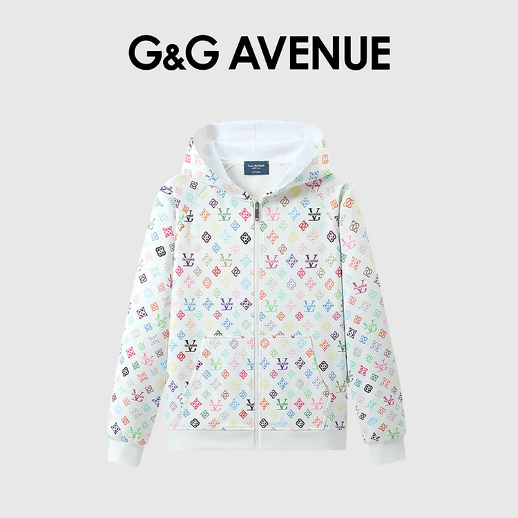 法国G&G AVENUE百搭时尚连帽开衫印花卫衣男女同款外套-GW2525179
