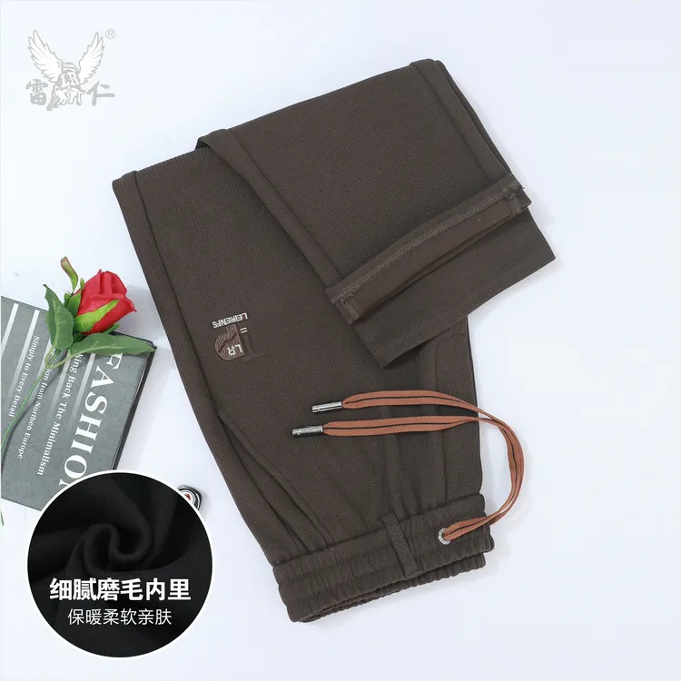 雷仁2025冬季男士舒适百搭直筒休闲裤简约松紧腰头长裤子男LR5927