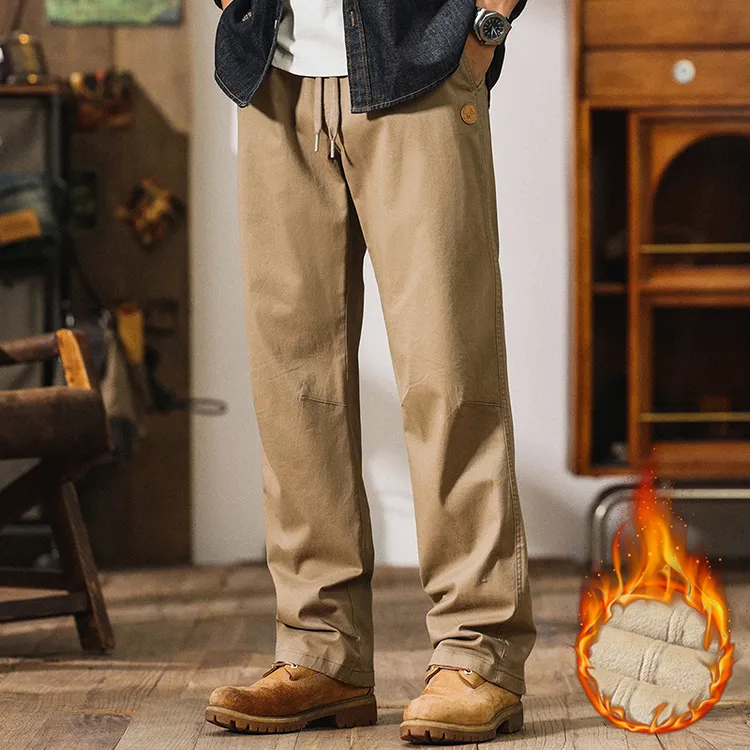 2025秋冬新款美式休闲大码工装裤子简约宽松阔腿直筒百搭长裤5302