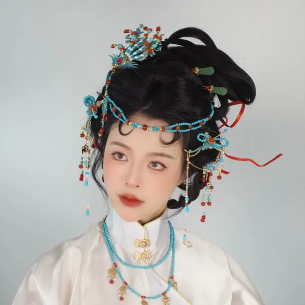 梦金陵景歌套装红楼梦汉服明制景泰蓝发饰凤凰唐风