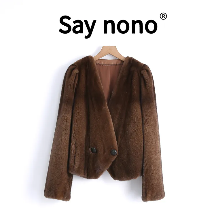懒猫nono│Saynono 皮草外套女貂皮大衣短款进口水貂整貂 /WD7995
