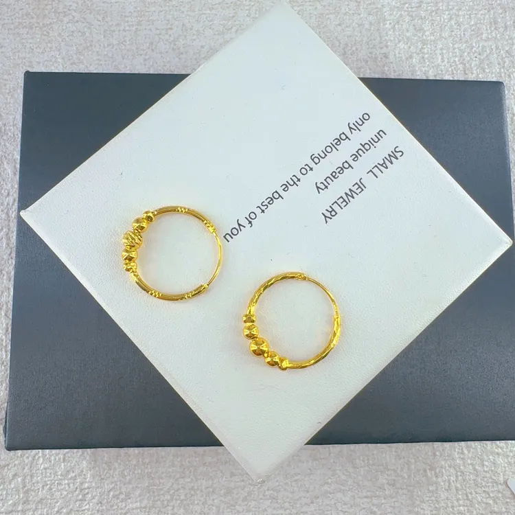 铜合金耳饰 铜合金新款耳环098金色转运珠时尚百搭不易掉色