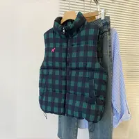 超好看胖mm大码格纹棉服马甲女秋冬百搭新款加厚外穿马夹外套601
