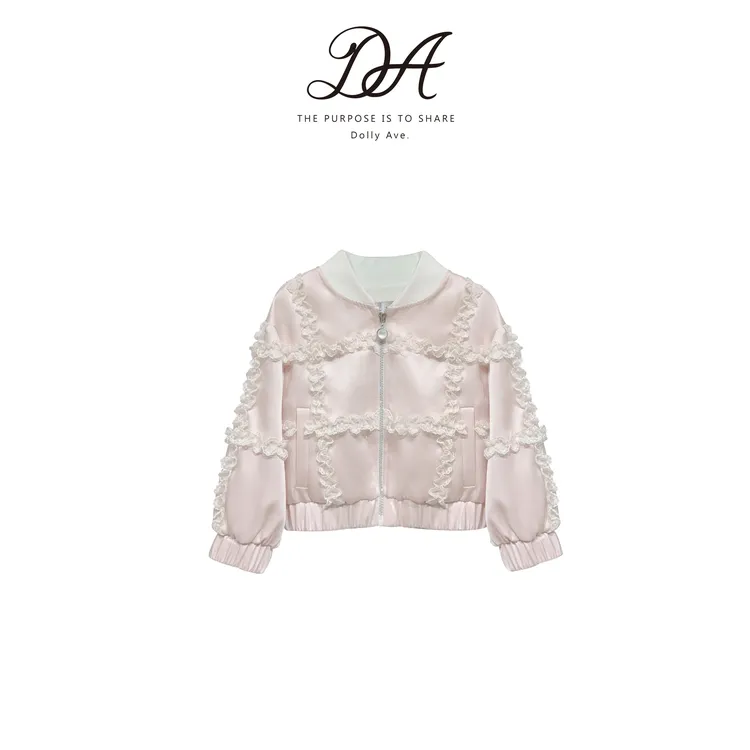 【现货】Dolly Ave 「少女系列」甜羽  轻奢花边拼接缎面秋冬女童外套