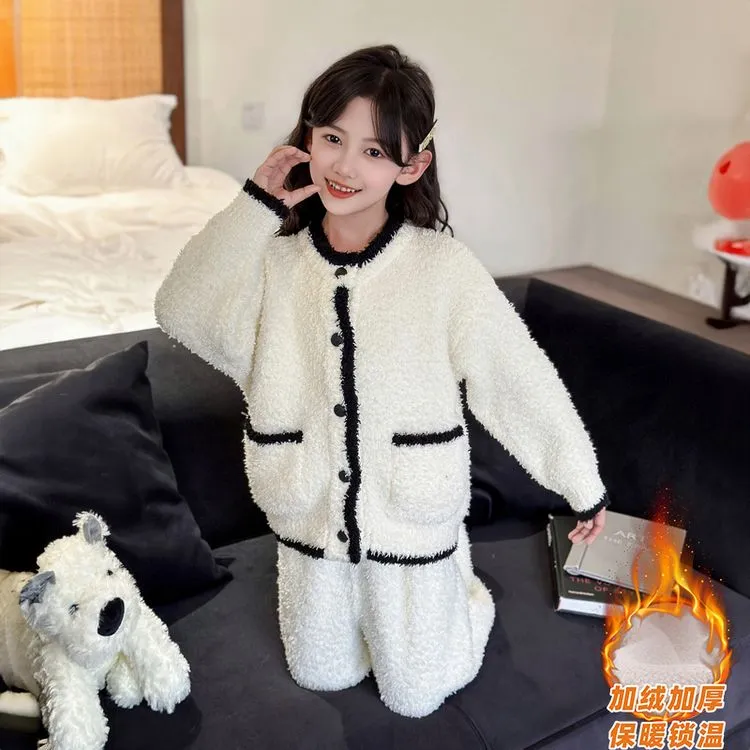 女童睡衣2025秋冬季新款加厚珊瑚绒套装女孩大童冬款法兰绒家居服
