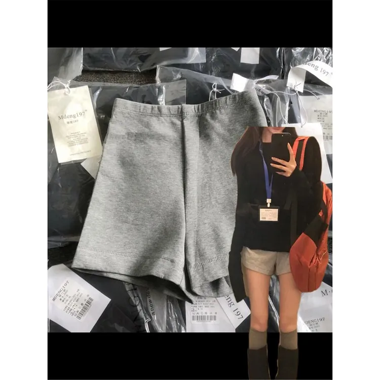 ins博主休闲纯色宽边螺纹高腰短裤辣妹热裤休闲裤运动骑行裤21011