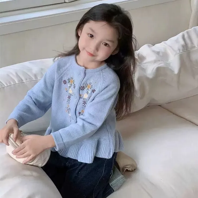 女童毛衣外套春秋开衫春装森系小清新2024新款女孩童装时髦