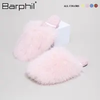 Barphil拖鞋女2025新款秋冬室内家居可爱毛绒柔软包头防滑糖果色