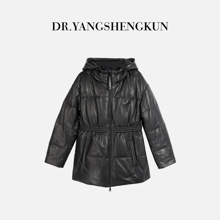 杨圣坤2025新品小蛮腰'绵羊皮连帽收腰倒三角鹅绒服外套S82511933