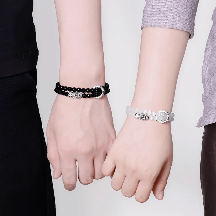 足银手链 999貔貅情侣一对高级串珠手串定情信物情人节礼物送男女