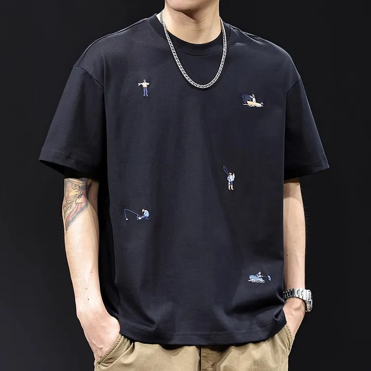 MR.MUDI/穆迪先生冰感短袖t恤男夏新款衣服男款体恤高端刺绣潮牌