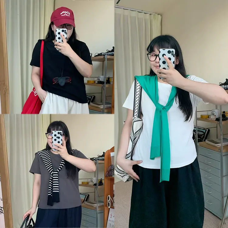 【现】夏季纯色舒适5A级抗菌除螨圆领正肩短袖T恤 6170