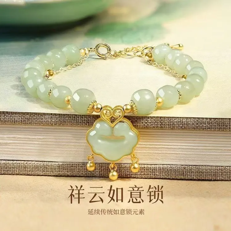 钨合金玻璃手链 如意平安锁热销手链小众设计双层手串送女友