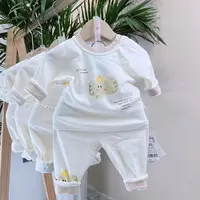 A类儿童春秋纯棉排湿吸汗连体秋衣裤家居服保暖卡通休闲风6221