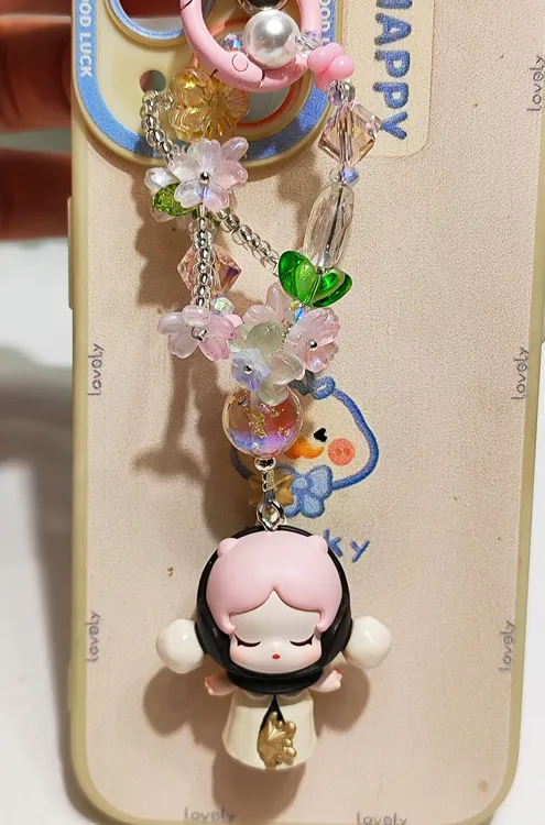 【端盒】正版萌粒创意手工DIY手机链，包挂钥匙扣，可爱ins风手机链