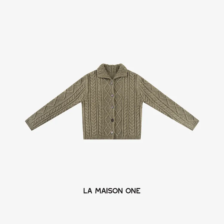 LA MAISON ONE  羊毛开衫复古毛衣长袖秋冬毛针织衫LC253M001