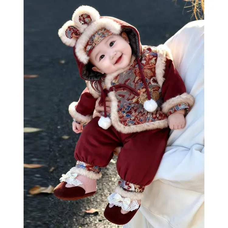 婴儿拜年服宝宝周岁礼服抓周男宝新年衣服冬装加厚过年中国风唐装