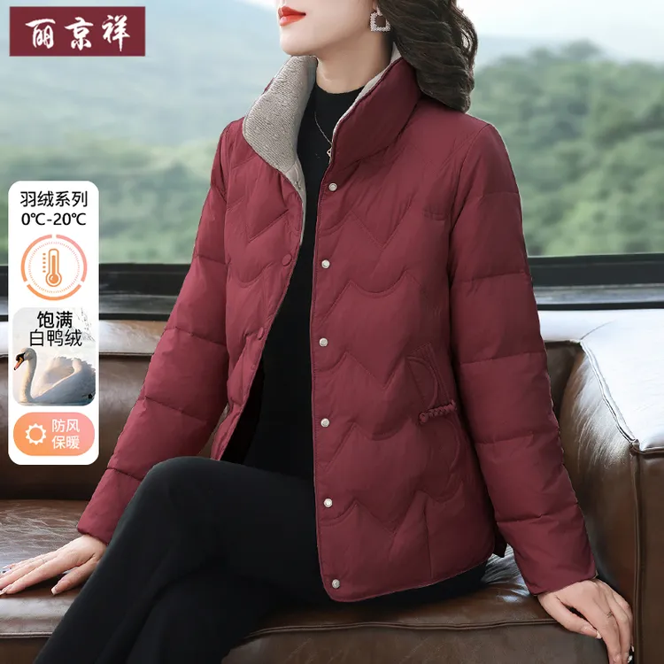 品牌中年妈妈冬装羽绒服洋气2025新款中老年女秋冬季保暖棉袄外套