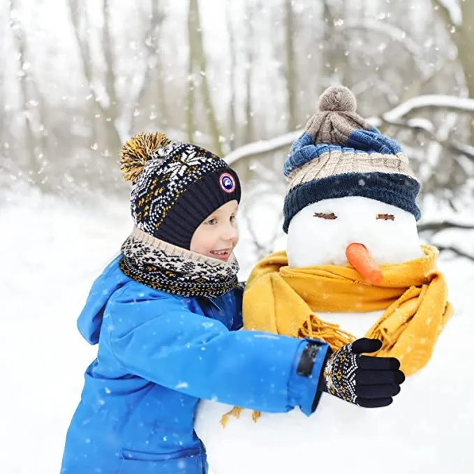 GARNIT GOOSE儿童保暖针织帽子围脖手套雪花三件套卡通汽车秋冬潮