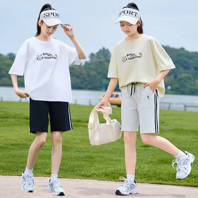 女童夏装套装2025新款夏季薄款儿童中大童韩版宽松休闲短裤两件套
