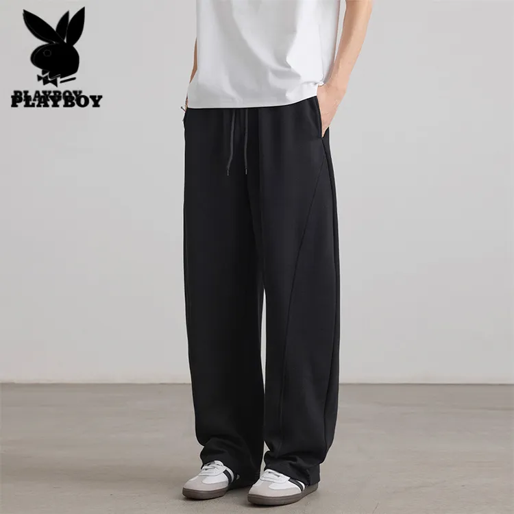 PLAYBOY花花公子休闲裤卫裤男士潮流宽松长裤纯色百搭春夏薄款裤