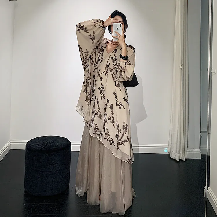 十三粥私服 云水禅心 禅意风清冷气质连衣裙套装女宽松遮肉SQ0387