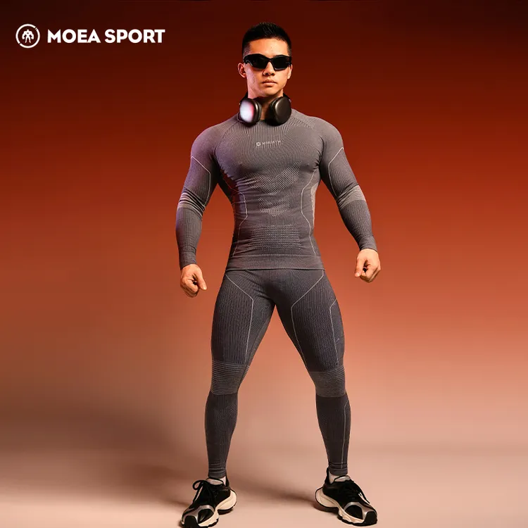 墨立方运动保暖锁温功能内衣男健身跑步骑行训练服压缩紧身衣套装