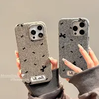 美牧ins秋冬毛呢绒布蝴蝶结适用苹果17promax手机壳iphone16/15壳