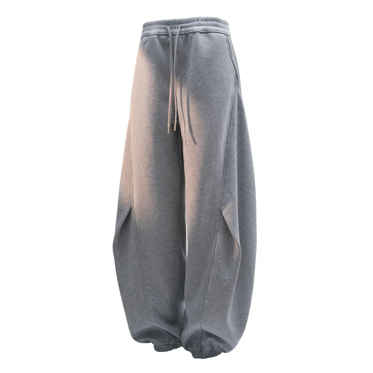 LILMAX 重磅美式弯刀裤男秋冬款加绒加厚慵懒风设计感解构运动裤