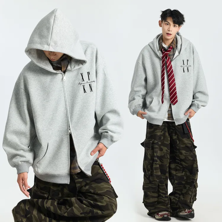 秋冬刺绣开衫卫衣男潮牌高街连帽长袖外套设计感小众秋季外套上衣