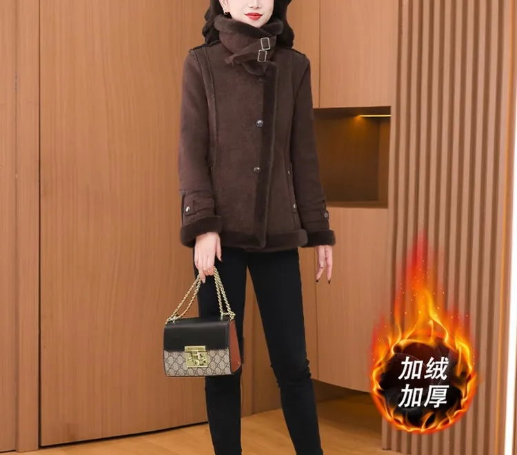 【绒外套】28557泓澄茂冬季贵夫人优雅大气时尚休闲修身毛呢外套