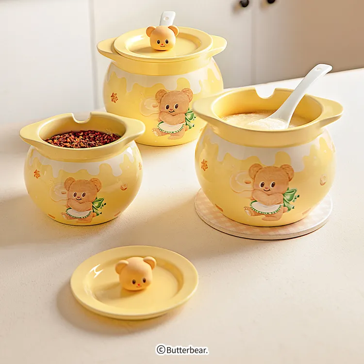 【摩登主妇&黄油小熊】猪油罐家用陶瓷耐高温辣椒油荤油专用罐子