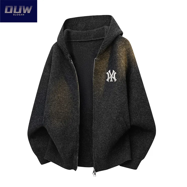 重磅加厚毛衣外套男士2025秋冬季新款潮牌休闲连帽针织开衫