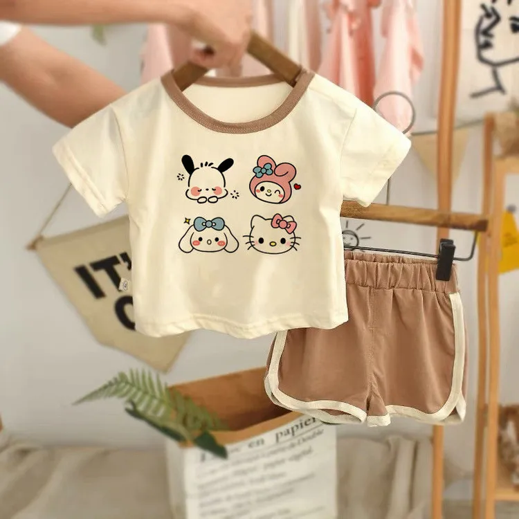 2025夏季新款纯棉婴儿短袖短裤宝宝卡通可爱男女休闲套装两件套潮