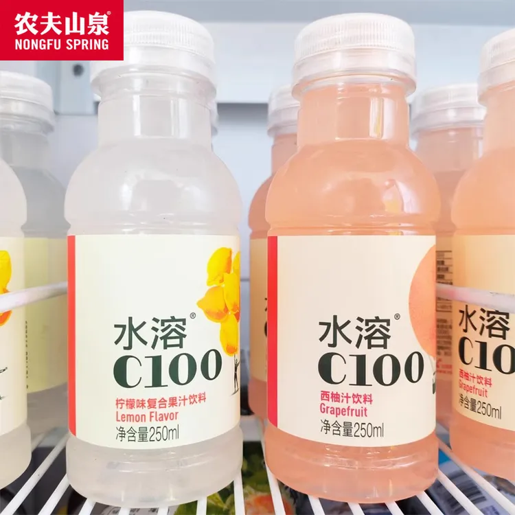 新日期农夫山泉水溶C100柠檬味西柚味复合果汁饮料250ml*4瓶装
