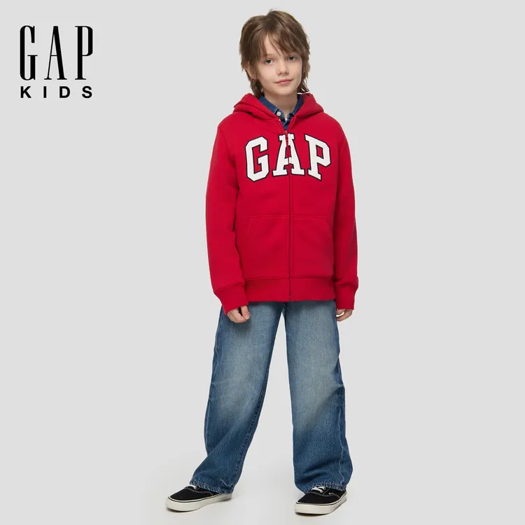 Gap男童2025秋季新款logo羊羔绒拉链连帽卫衣装美版 DR 789866