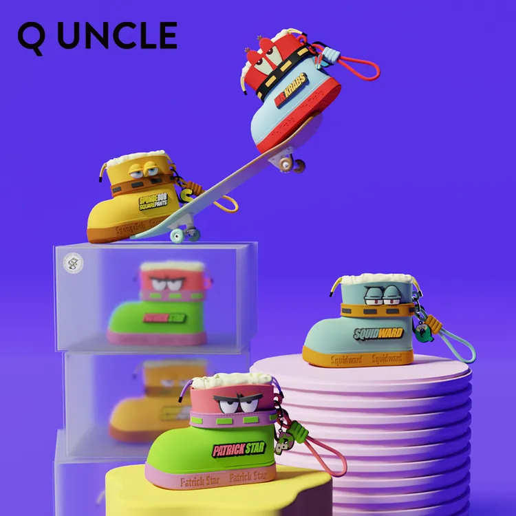 Q UNCLE/Q版大叔海绵宝宝雨靴款零钱包卡通耳机收纳可爱挂件小包