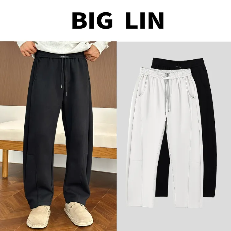 BIG林 25ss秋冬糯米棉不规则设计立体裁剪休闲弯刀裤 JF2596