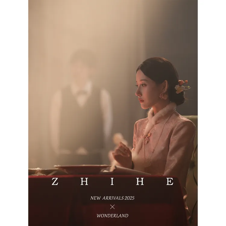 无艳一禾【莲舟晚】新中式人丝提花水貂毛狐狸毛装饰旗袍连衣裙